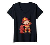 Mujer Funny Firefighter Next Hydrant Sarcastic Mujeres Hombres Camiseta Cuello V