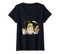 Mujer Funny Fishing and Beer Motif For Men and Dad Fisherman GNOME Camiseta Cuello V