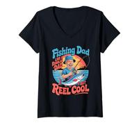Mujer Funny Fishing Dad Like A Regular Dad But Reel Cool Camiseta Cuello V