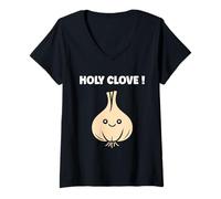 Mujer Funny Food Vegetable Simple Funny Quote Clove Garlic Camiseta Cuello V