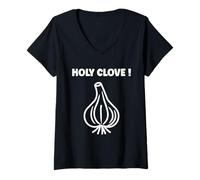 Mujer Funny Food Vegetable Simple Funny Quote Clove Garlic Camiseta Cuello V