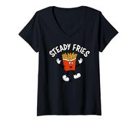 Mujer Funny French Fries, Fryday Everyday Foodie, Steady Fries Camiseta Cuello V