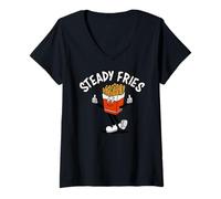 Mujer Funny French Fries, Fryday Everyday Foodie, Steady Fries Camiseta Cuello V
