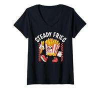Mujer Funny French Fries, Fryday Everyday Foodie, Steady Fries Camiseta Cuello V