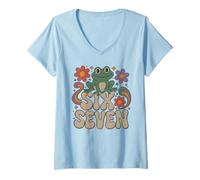 Mujer Funny Frog 67 Profesor de Biología de Ciencias Broma Seis Siete Cerebro Camiseta Cuello V