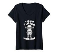 Mujer Funny Frog Cowboy, ¿les importa si hago algunos caramelos para hombres? Camiseta Cuello V