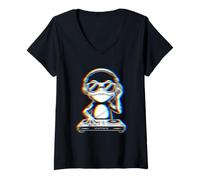 Mujer Funny Frog DJ with Headphones and Turntable Camiseta Cuello V
