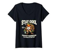 Mujer Funny Frog Humor. Froggy Gangster Stay Cool Camiseta Cuello V