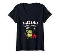 Mujer Funny Frog Knight Huzzah My Roll Rules Dim Sum Japonés Camiseta Cuello V