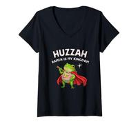 Mujer Funny Frog Knight Huzzah Ramen Is My Kingdom Anime japonés Camiseta Cuello V