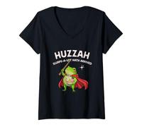 Mujer Funny Frog Knight Huzzah Slurps-A-Lot Hath Hath Llegó Ramen Camiseta Cuello V