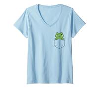 Mujer Funny Frog Pocket Pal Cute Anfibian Nature Frog Vibes Camiseta Cuello V