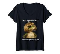 Mujer Funny Frog Salud Mental Autismo TDAH Ansiedad no diagnosticada Camiseta Cuello V
