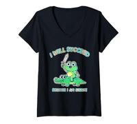 Mujer Funny Frog triunfa Porque es un Loco Meme Vintage con gráficos Retro Camiseta Cuello V