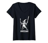 Mujer Funny Frog Wizard Huzzah Camiseta Cuello V