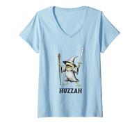 Mujer Funny Frog Wizard Huzzah Camiseta Cuello V