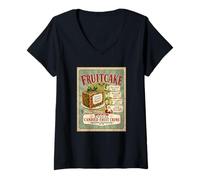 Mujer Funny Fruitcake Frutas confitadas Crime Against Humanity Holiday Camiseta Cuello V