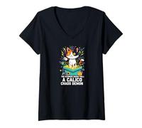 Mujer Funny Gacha Gamer Calico Cat Ultimate Pull Chaos Demon Camiseta Cuello V