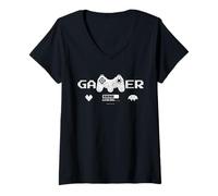 Mujer Funny Gamer Title Video Gaming Controller Adolescente Guerrero Camiseta Cuello V