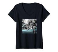 Mujer Funny Gangster Cats Street Design Camiseta Cuello V
