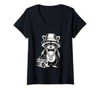 Mujer Funny Gangster Raccoon Camiseta Cuello V