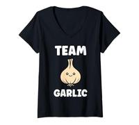 Mujer Funny Garlic Food Minimalist Vegetable Simple Team Garlic Camiseta Cuello V