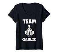 Mujer Funny Garlic Food Minimalist Vegetable Simple Team Garlic Camiseta Cuello V