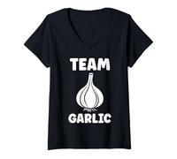 Mujer Funny Garlic Food Minimalist Vegetable Simple Team Garlic Camiseta Cuello V