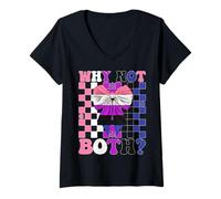 Mujer Funny Genderfluid - Bandera de orgullo fluido de género LGBTQ Why Not Both Camiseta Cuello V