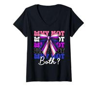 Mujer Funny Genderfluid - Bandera de orgullo fluido de género LGBTQ Why Not Both Camiseta Cuello V