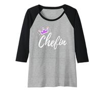 Mujer Funny German Saying Chefin Boss Purple Pink Crown Camiseta Manga Raglan