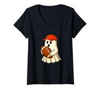 Mujer Funny Ghost Football Player Halloween Football Trainer Coach Camiseta Cuello V