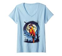 Mujer Funny Ghost Parrot Witch Lovers Spooky Halloween Costume Camiseta Cuello V