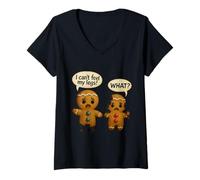 Mujer Funny Gingerbread I Can't Feel My Legs Humor navideño Camiseta Cuello V