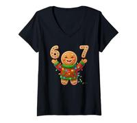 Mujer Funny Gingerbread Six Seven 67 Ice Cream Drip Christmas Meme Camiseta Cuello V