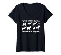 Mujer Funny Goat Like Shose Camiseta Cuello V