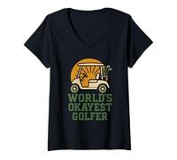 Mujer Funny Golf World'S Okayest Golfer Weekend Tournament Retro Camiseta Cuello V