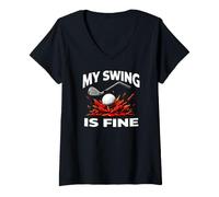 Mujer Funny Golfer My Swing Is Fine Sarcastic Golf Joke Camiseta Cuello V