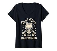 Mujer Funny Good Mom Say Bad Words Best Mom Shirts Mother's Day Camiseta Cuello V