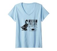 Mujer Funny Goose Christian Lo Siento, llego Tarde, su Tiempo, no el mío Camiseta Cuello V