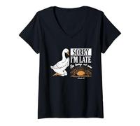 Mujer Funny Goose Christian Lo Siento, llego Tarde, su Tiempo, no el mío Camiseta Cuello V