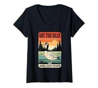 Mujer Funny Goose National Park Retro Animal Lover Got Too tonto Camiseta Cuello V