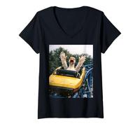 Mujer Funny Goose Roller Coaster Meme Silly Graphic Camiseta Cuello V