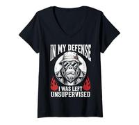 Mujer Funny Gorilla In My Defense I Was Left Unsupervised Apparel Camiseta Cuello V