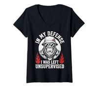 Mujer Funny Gorilla In My Defense I Was Left Unsupervised Apparel Camiseta Cuello V