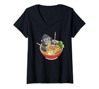 Mujer Funny Gorilla Japanese Ramen Noodles Bowl Japón Zoológico Boy Girl Camiseta Cuello V