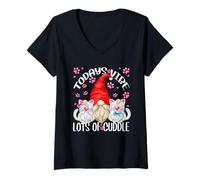 Mujer Funny Grandpa GNOME Cat Dad Graphic For Men Love Cats Cuddle Camiseta Cuello V