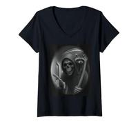 Mujer Funny Grim Reaper Raccoon Dark Humor Halloween Graphic Men Camiseta Cuello V