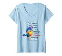 Mujer Funny Grumpy Bird Graphic Lazy Quote Procrastinator Camiseta Cuello V