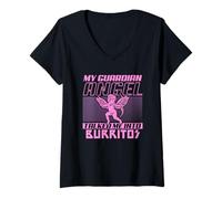 Mujer Funny Guardian Angel Burrito Lover Comida Mexicana Camiseta Cuello V